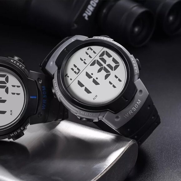 Men's Digital Sports Watches Multifunctional LED Backlight Big Number Watch Gift - Picture 6 of 16